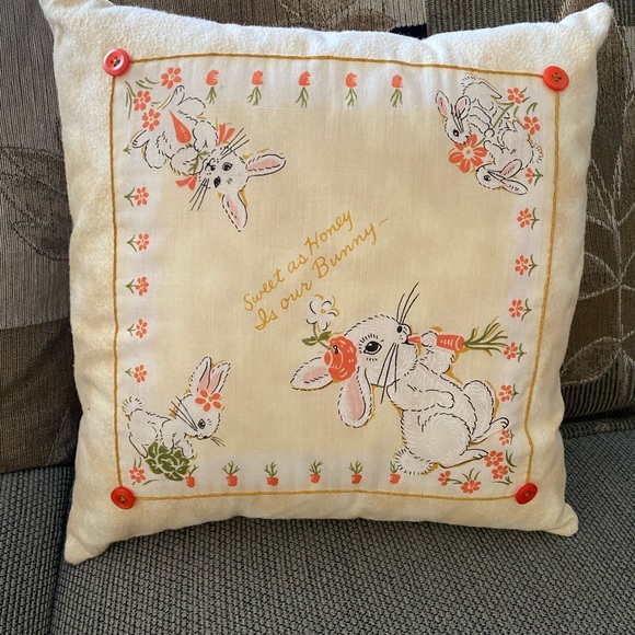 Decorative Easter Bunny Pillow 13” X 13” - Picture 6 of 9